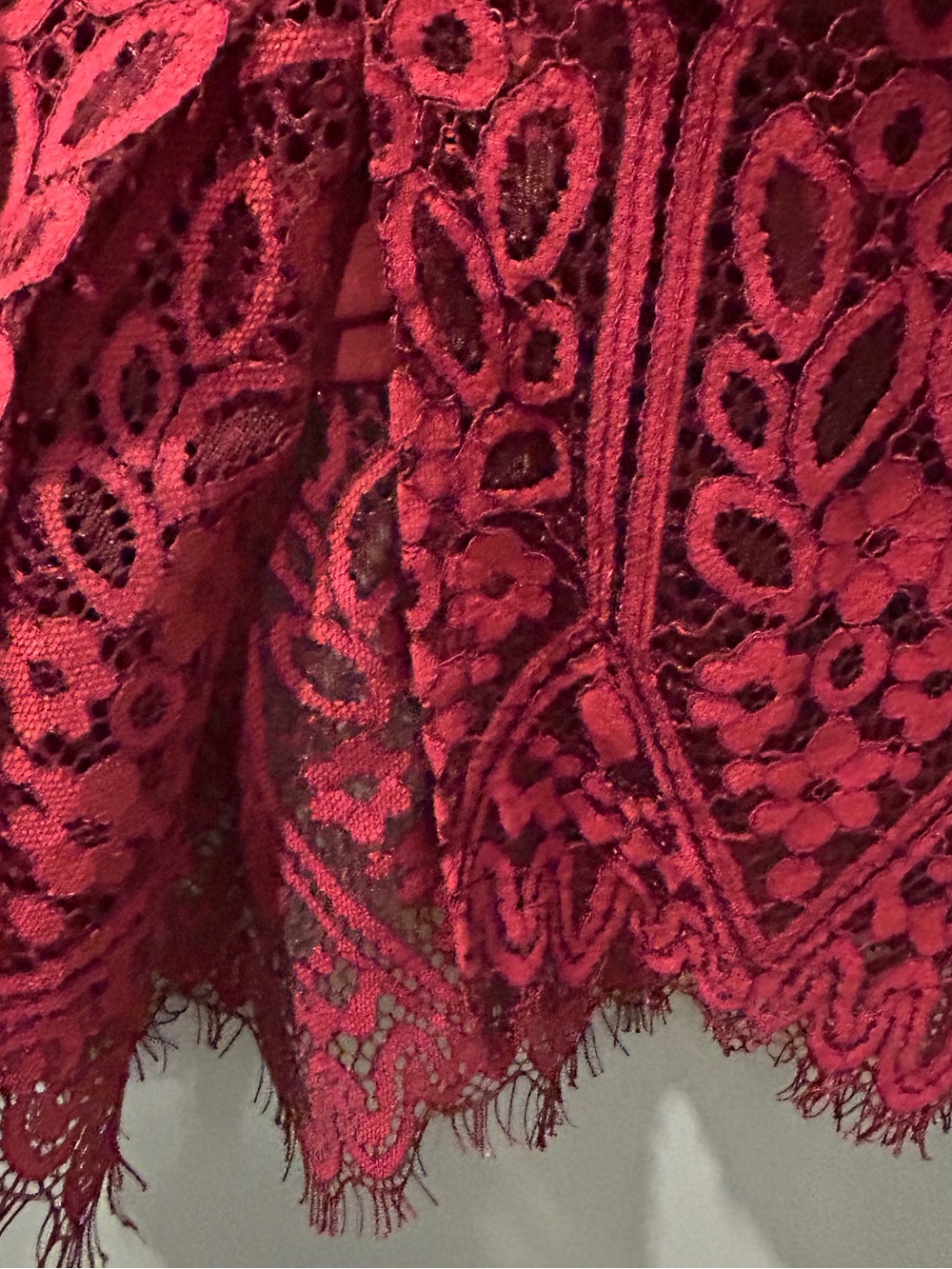 🚘Lulu's Raspberry Lace Midi Dress with High Neck - Picture 6 of 9